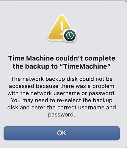 Synology Time Machine issue